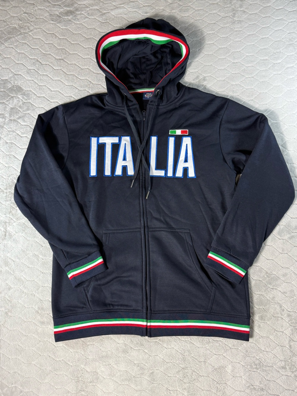 Star Venezia Italia Full Zip Hoodie Italy Flag Embroidered XL Fits Large